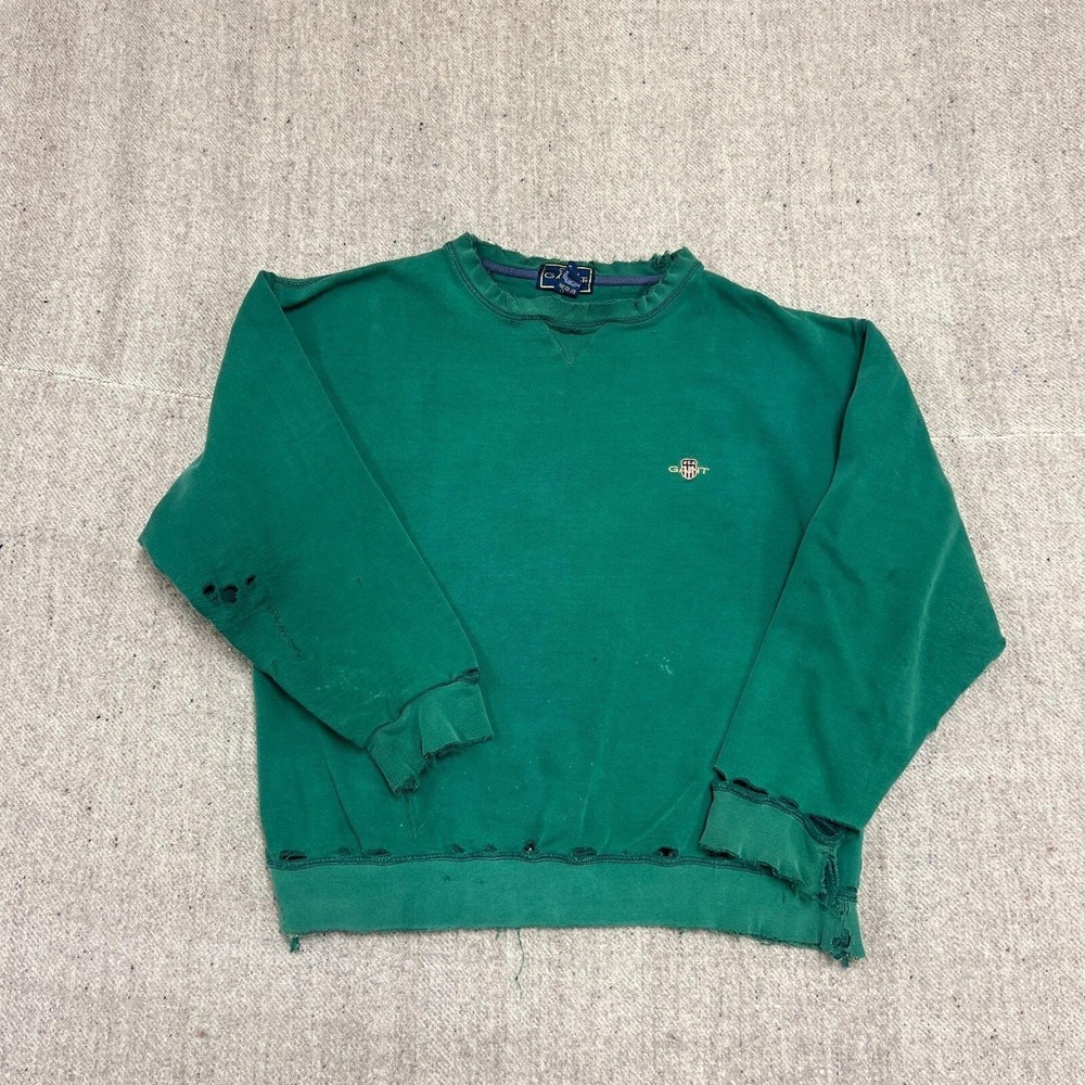Vintage Gant Sweatshirt Mens‎ Medium Green 1990s Distressed USA